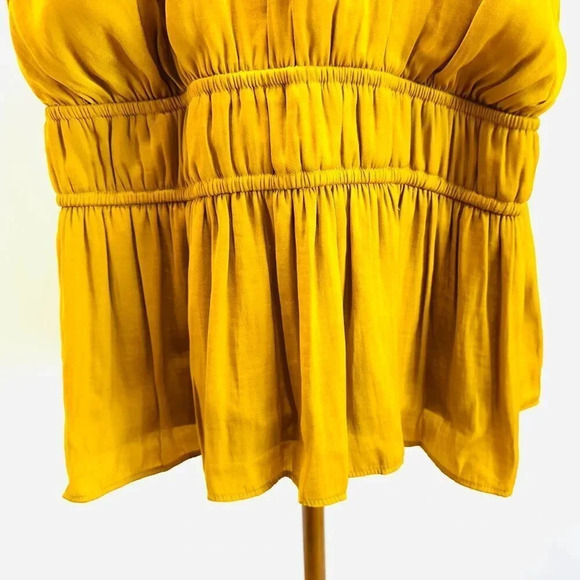 NWT NINE WEST Women Sleeveless Pullover High Neck Pleaded Yellow Shirt Size XXL - Picture 3 of 13